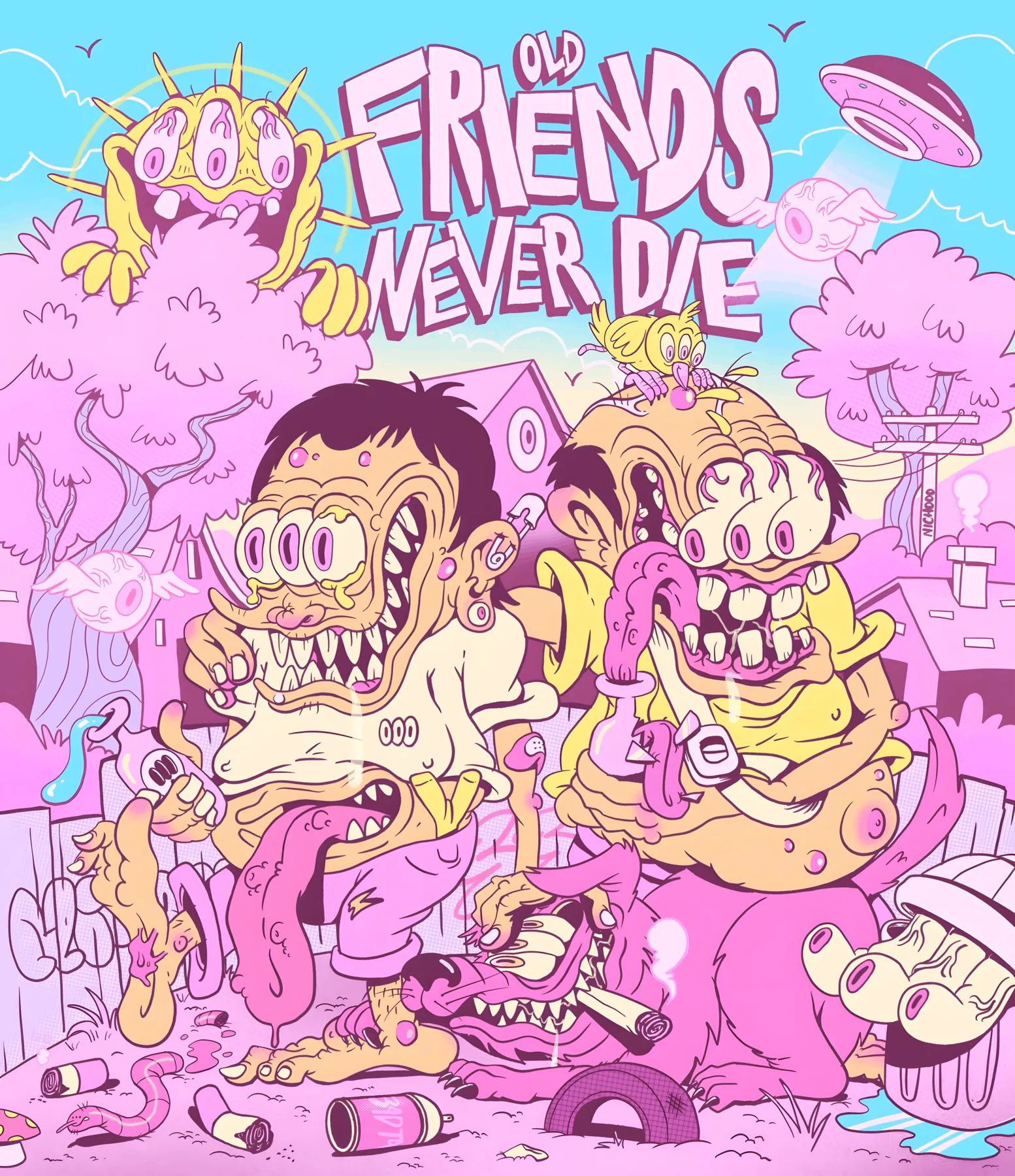 Friends Never Die character poster illustration